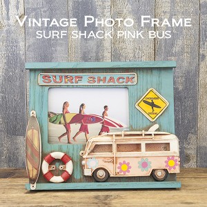 【2個セット】SURF SHACK PINK BUS ビンテージカー Vintage Photo Frame ヴィンテージ フォトフレーム インテリア小物・置物 フォトフレ