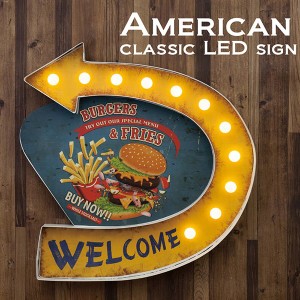 【ポイント7% 300円クーポン進呈 送料無料】American Classic LED Sign アメリカンクラシック BURGERS & FRIES  ライト・照明 壁掛けライ