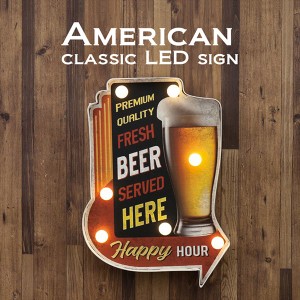 【ポイント7% 300円クーポン進呈 送料無料】American Classic LED Sign アメリカンクラシック FRESH BEER 2個セット ライト・照明 壁掛け