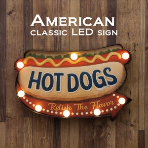 【ポイント7% 300円クーポン進呈 送料無料】American Classic LED Sign アメリカンクラシック HOT DOGS 2個セット ライト・照明 壁掛けラ