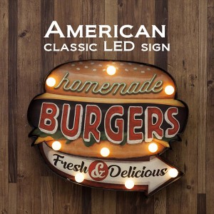 【ポイント7% 300円クーポン進呈 送料無料】American Classic LED Sign アメリカンクラシック BURGERS 2個セット ライト・照明 壁掛けラ