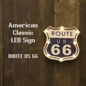 【ポイント7% 300円クーポン進呈 送料無料】American Classic LED Sign アメリカンクラシック ROUTE US 66 2個セット ライト・照明 壁掛
