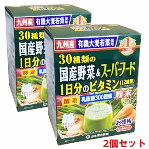 【2個セット】山本漢方　30種類の国産野菜＋スーパーフード　1日分のビタミン（12種類）3ｇ×64包×2個