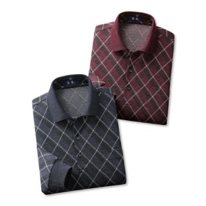 楽着 らくぎ 日本製ダイヤ柄長袖ポロシャツ 2色組 NAT-013 ポロシャツ トップス カジュアルシャツ シャツ カジュアル メンズシャツ 長袖 