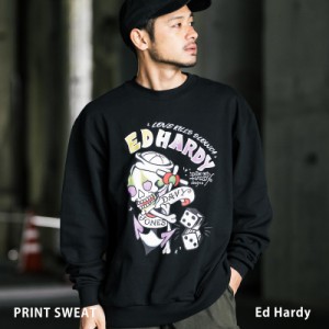 トレーナー スウェット メンズ レディース 長袖 ビッグシルエット オーバーサイズ グラフィック Ed Hardy エドハーディー 12266