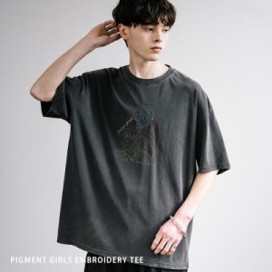 Tシャツ 半袖 刺繍 メンズ レディース 長袖 カットソー オーバーサイズ コットン ストリート カジュアル 古着風 ヴィンテージ 13364