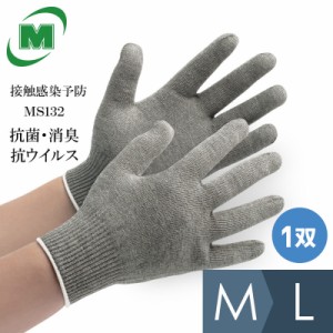 ミドリ安全 作業手袋 接触感染予防手袋 MS132 暖かタイプ グレー M L