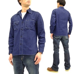 シュガーケーン SC25551A 421A ウォバッシュストライプ ワークシャツ 東洋 メンズ 長袖シャツ ネイビー 新品