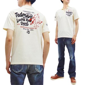 テッドマン ポロシャツ TMSP-600 TEDMAN ラッキーデビル エフ商会 メンズ 天竺 半袖 POLO オフ白 新品