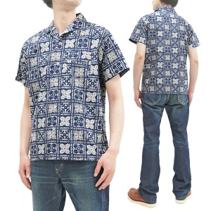 フェローズ 半袖シャツ 22S-PIS1 インディゴ ハワイアン柄 Pherrows Pherrows メンズ 半袖 オープンカラーシャツ 新品