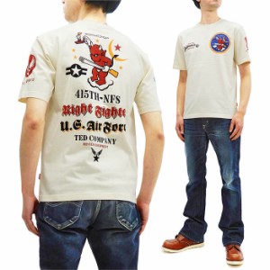 テッドマン Tシャツ TDSS-544 TEDMAN ラッキーデビル 空軍 ミリタリー柄 エフ商会 メンズ 半袖tee  オフ白 新品