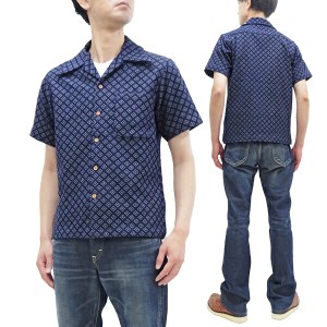 サムライジーンズ 刺子 半袖シャツ SOS23-S01 Samurai Jeans 藍刺子オープンカラーシャツ メンズ 刺し子 半袖 シャツ インディゴ 新品