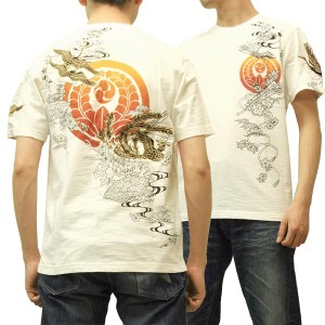 クロップドヘッズ Tシャツ 家紋花鳥 cropped heads 和柄 半袖tee 1011-32 オフ白 新品