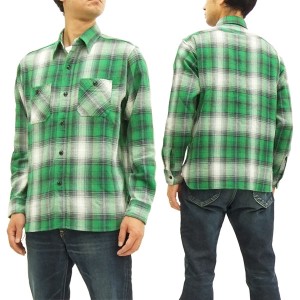 シュガーケーン SC27706 ツイルチェック ワークシャツ メンズ 長袖シャツ #145グリーン 新品