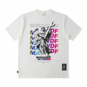 ★オーバーサイズ ユニセックスTシャツ　メンズ レディース半袖Tシャツ　グラフィック アートTシャツ　ホワイト 002