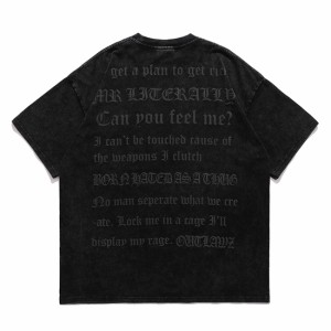 ★ビッグシルエットユニセックスTシャツ　メンズ レディース半袖Tシャツ　映画 アートTシャツ レター 色落ちブラック　グレー