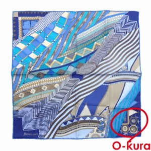 【人気柄】エルメス カレ45 コンチェルト シルク シフォン スカーフ ブルー系使用感の少ない綺麗な状態B