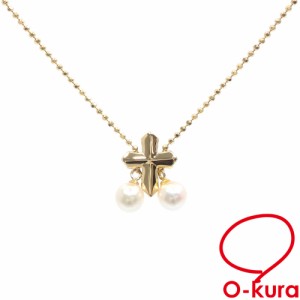 十字架 クロス ペンダント ネックレス K18YG 750 ダイヤモンド 0.4ct イエローゴールド 二段階調節（美品）