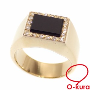 K18YG イエローゴールド リング・指輪 オニキス ダイヤモンド0.10ct 20号 18.7g メンズ
