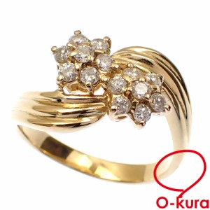 K18リング高級 ダイヤモンド 0.74 K18 リボン りぼん 一粒 ダイヤ リング 指輪