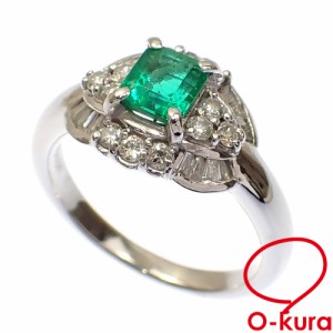 中古 エメラルド ダイヤモンド リング レディース Pt900 14号 0.69ct/D0.41ct 7.1g 指輪