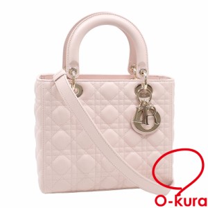 中古 クリスチャンディオール ハンドバッグ Lady Dior バッグ ミディアム レディース パウダーピンク ラムスキン M0565ONGE_M413 カナー