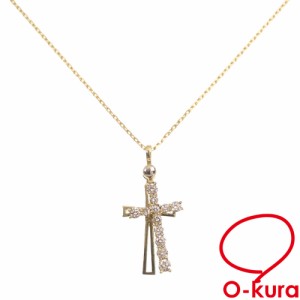 中古 ダイヤモンド クロスモチーフ ネックレス レディース K18YG 0.82ct 6.4g 18金 750 イエローゴールド 十字架