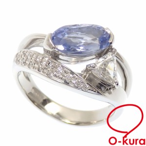 中古 サファイア ダイヤモンド リング レディース Pt900 13号 S1.85ct/D0.30ct/0.15ct 9.1g プラチナ