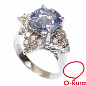 中古 サファイア ダイヤモンド リング レディース Pt900 9号 2.82ct/D0.54ct 8.1g 指輪 プラチナ 非加熱 スリランカ