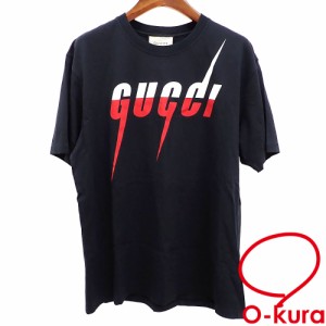 中古 グッチ ブレード プリント Tシャツ メンズ クルーネック 半袖 コットン ブラック XLサイズ 565806 XJAZY 1141 Gucci Lido グッチリ