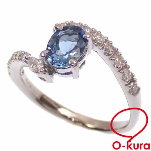 中古 ブルートパーズ ダイヤモンド リング レディース Pt900 12号 0.73ct/D0.28ct 4.1g プラチナ