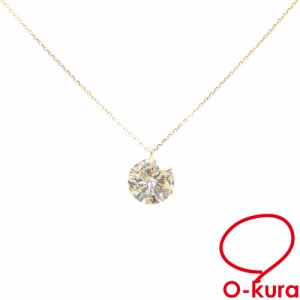 中古 ダイヤモンド ネックレス レディース K18YG 1.284ct 1.1g 18金 イエローゴールド 750 1粒ダイヤ 1