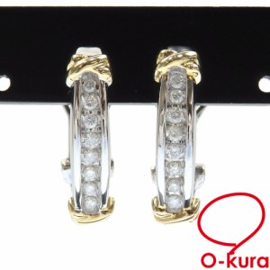 中古 ダイヤモンド ピアス レディース K10WG/YG 0.50ct 3.2g 10金 ホワイトゴールド