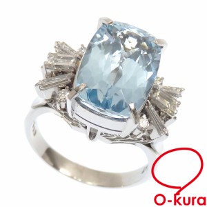 中古 アクアマリン ダイヤモンド リング レディース Pt900 14.5号 5.60ct/D0.67ct 10.4g プラチナ