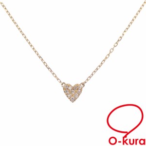 中古 ダイヤモンド ハートモチーフ ネックレス レディース K18YG 0.05ct 18金 750