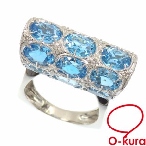 中古 ブルートパーズ ダイヤモンド リング レディース K18WG 15.5号 9.27ct/D0.58ct 10.1g 18金 ホワイトゴールド 750