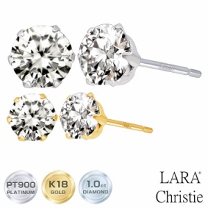 ララクリスティー ダイヤモンド ピアス 計1.0ct（片耳0.5ct） UGL鑑別カード付 PT900 K18 18金 ゴールド ゴールド プラチナムコレクショ