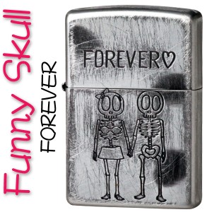 父の日：zippo ジッポーライター ファニースカル ドクロ　髑髏   FOREVER ユーズド加工 ヤマトメール便対応 