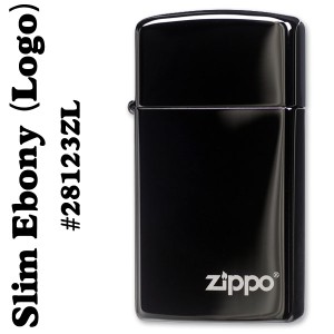 zippo ジッポーライター 漆黒のブラック28123EBONY SLIM エボニースリム  ZIPPOロゴ入り #28123ZL ヤマトメール便対応 