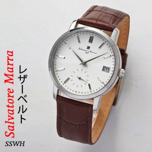 腕時計  Salvatore Marra  サルバトーレマーラ  メンズ　レディース　スモールセコンド　レザーベルト SM22106-SSWH　送料無料