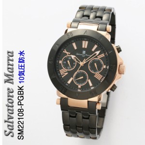 父の日：腕時計メンズ　サルバトーレマーラ  10気圧防水　多軸クォーツ　ステンレススチールベルト　SM22108-PGBK 送料無料  