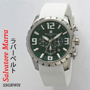 腕時計メンズ  Salvatore Marra  サルバトーレマーラ　10気圧防水  クロノグラフ  ラバーベルト SM22111-SSGRWH  送料無料