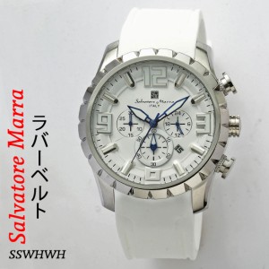腕時計メンズ  Salvatore Marra  サルバトーレマーラ　10気圧防水  クロノグラフ  ラバーベルト SM22111-SSWHWH　送料無料