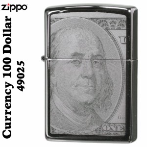 (メーカー無くなり次第終了予定) zippo ジッポーライター  100ドル札   両面  レザー彫刻　＃49025　ブラックアイス ヤマトメール便対応 