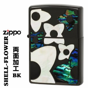 zippo   ジッポーライター シェルフラワー　BK　黒　ブラックニッケル 貝貼り　シェルインレイ  送料無料 ヤマトメール便対応 