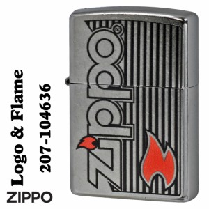 父の日：zippo ジッポー  Logo and Flame ロゴ フレーム 2023モデル ストリートクローム  Z207-104636 送料無料   ヤマトメール便対応 