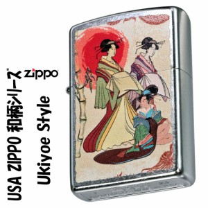 父の日：zippo ジッポーライター USA　和柄シリーズ　浮世絵　ストリートクローム　プリント加工　Z207-107671　送料無料  ヤマトメール