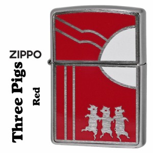 zippo  ジッポーライター  スリーピッグス　3匹の子豚シリーズ　レッド　#200FBブラッシュクローム　200-PIGRED  ヤマトメール便対応