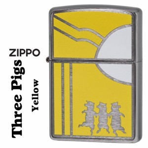 zippo  ジッポーライター   スリーピッグス　3匹の子豚シリーズ　イエロー　#200FBブラッシュクローム　200-PIGYE ヤマトメール便対応