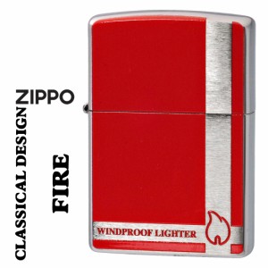 父の日：zippo ジッポーライター クラシカルデザイン　ファイヤー　#200クロームサテーナ　レッド　200CD-F  ヤマトメール便なら送料無料